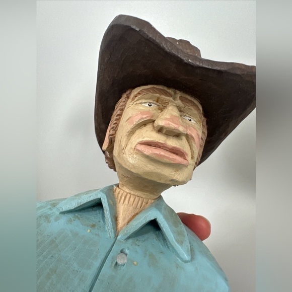 Hand Carved Signed Wood Cowboy Sculpture 8” - Picture 6 of 6